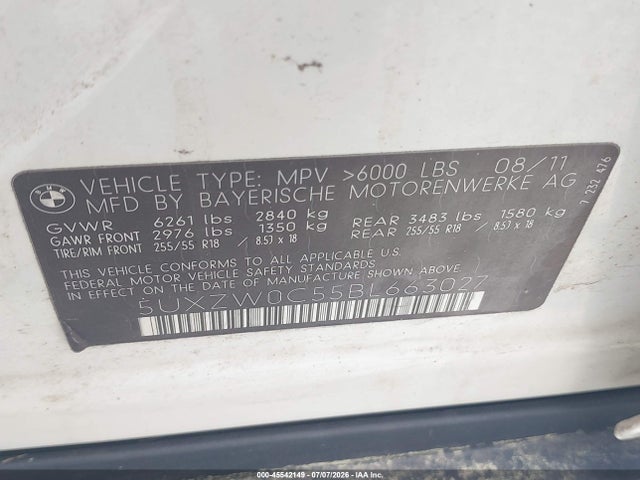 Продажа на аукционе авто 2011 Bmw X5 Xdrive35d, vin: 5UXZW0C55BL663027, номер лота: 45542149