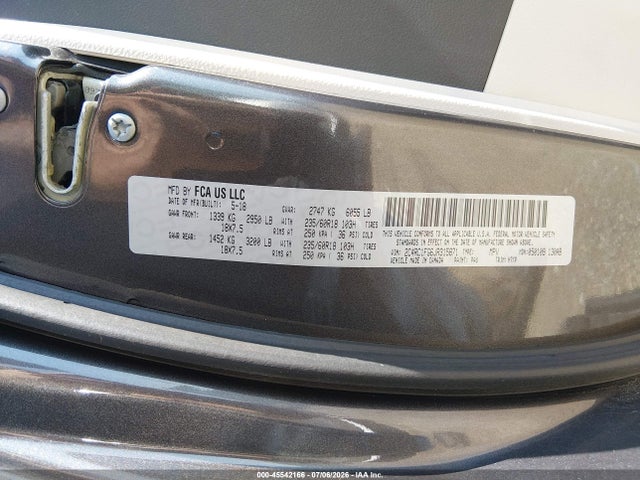 Aukcja sprzedaży 2018 Chrysler Pacifica Touring Plus, vin: 2C4RC1FG6JR315871, numer aukcji: 45542166