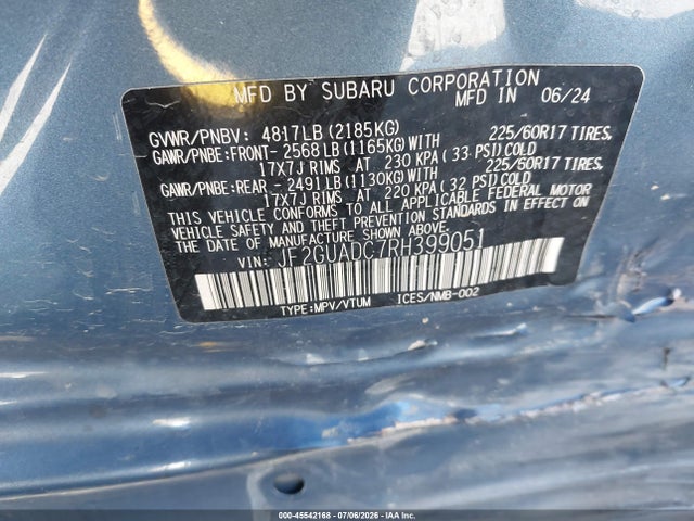 Subaru Crosstrek Premium 2024 JF2GUADC7RH399051 Image 9