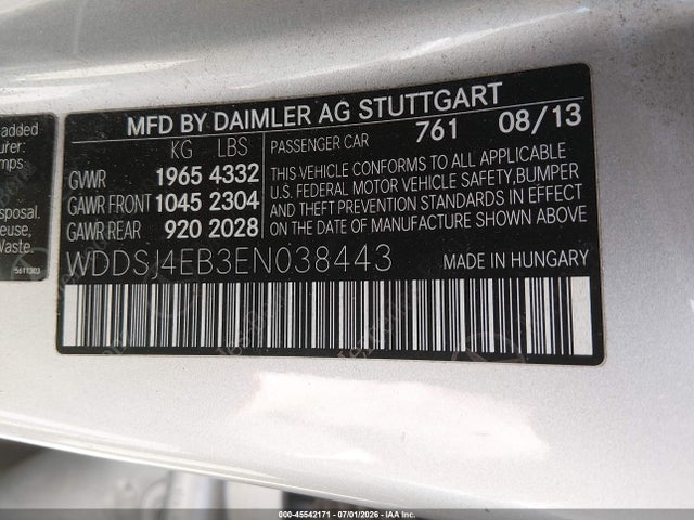 WDDSJ4EB3EN038443 Mercedes-Benz CLA 250