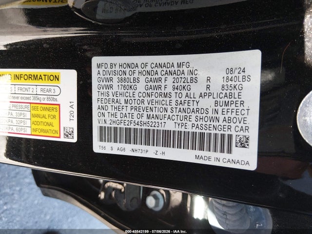 2HGFE2F54SH522317 Honda Civic Sport