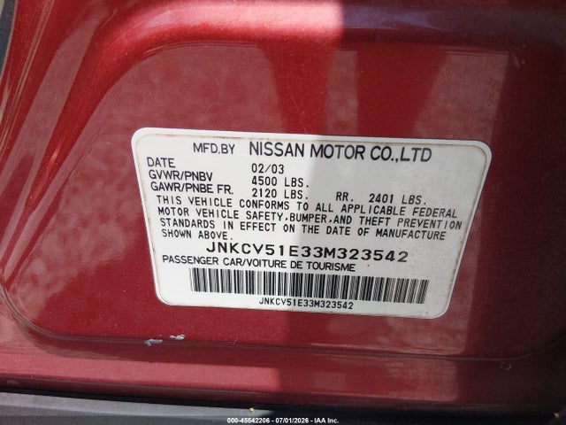 Продажа на аукционе авто 2003 Infiniti G35 Luxury Leather, vin: JNKCV51E33M323542, номер лота: 45542206
