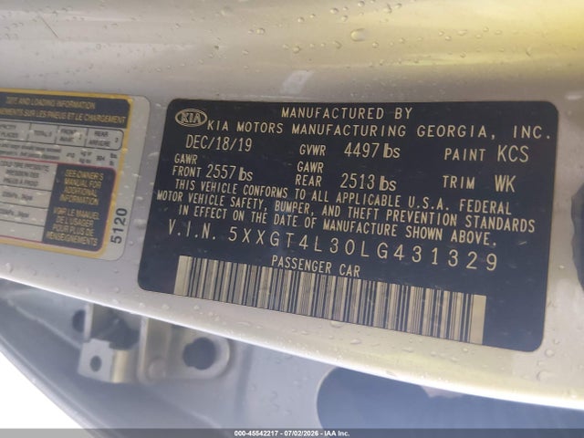 KIA Optima Lx 2020 5XXGT4L30LG431329 Image 9