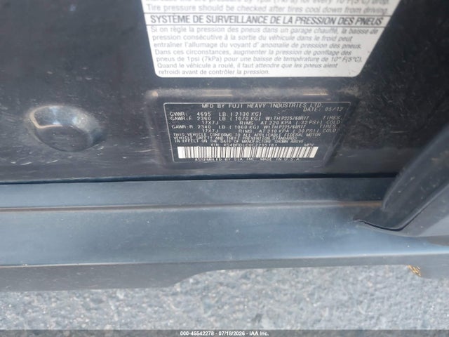 Продажа на аукционе авто 2012 Subaru Outback 3.6r Limited, vin: 4S4BRDLC0C2295181, номер лота: 45542278