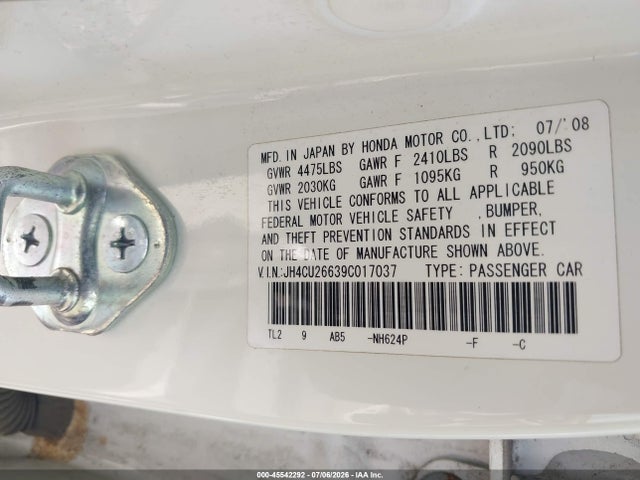 Продаж на аукціоні авто 2009 Acura Tsx, vin: JH4CU26639C017037, номер лоту: 45542292