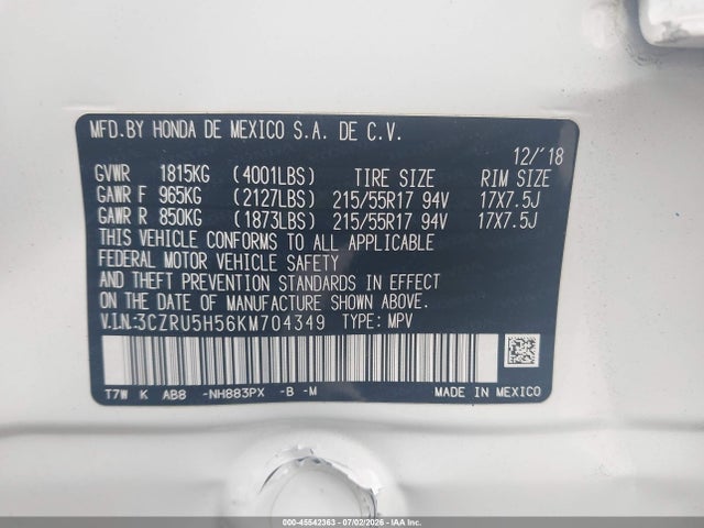 Honda HR-V EX 2019 3CZRU5H56KM704349 Image 9