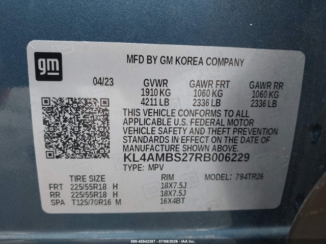 KL4AMBF27RB006229 Buick ENCORE GX