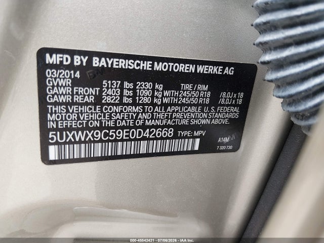 5UXWX9C59E0D42668 BMW X3 Xdrive28i