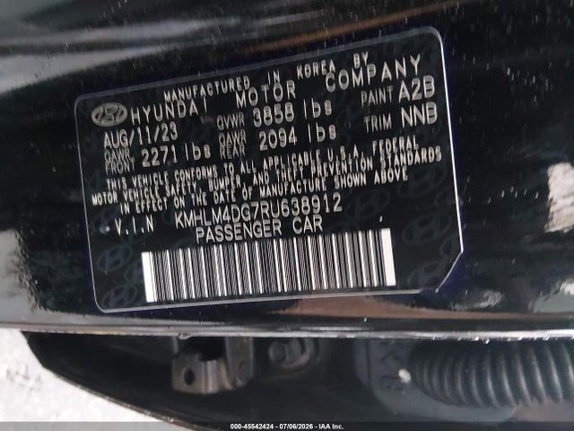 45542424 :رقم المزاد ، KMHLM4DG7RU638912 vin ، 2024 Hyundai Elantra Sel مزاد بيع