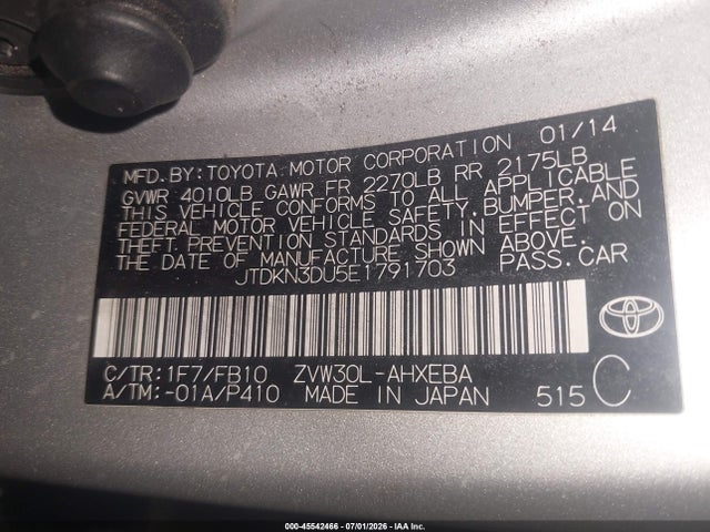 Toyota Prius Three 2014 JTDKN3DU5E1791703 Image 9