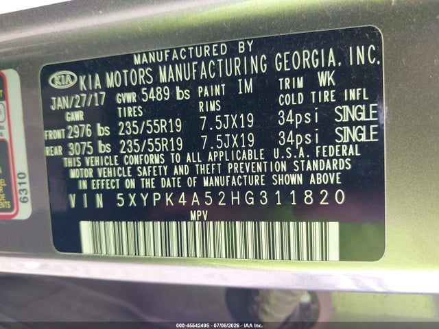 KIA Sorento 3.3l Sx 2017 5XYPK4A52HG311820 Image 9