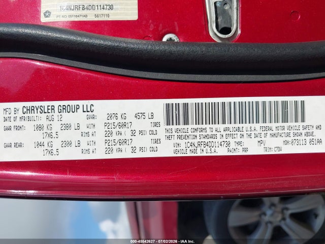 Aukcja sprzedaży 2013 Jeep Patriot Latitude, vin: 1C4NJRFB4DD114730, numer aukcji: 45542627
