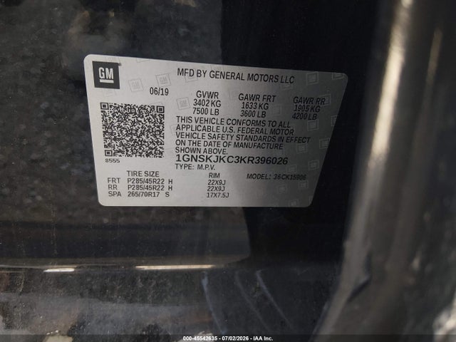 1GNSKJKC3KR396026 Chevrolet Suburban Premier