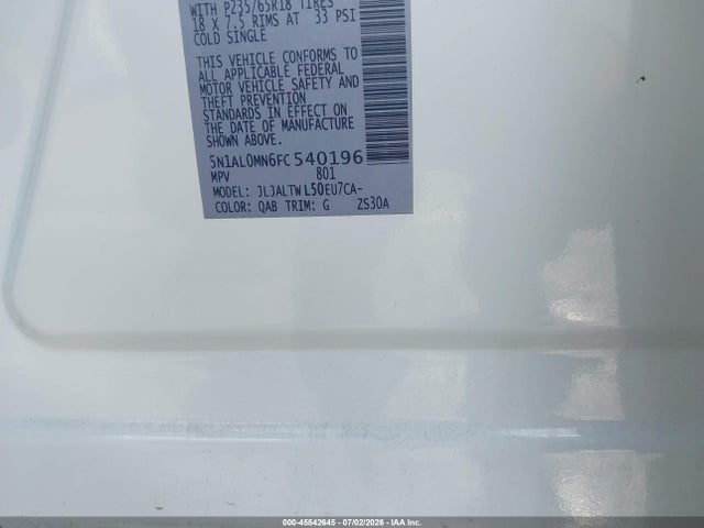 5N1AL0MN6FC540196 Infiniti QX60