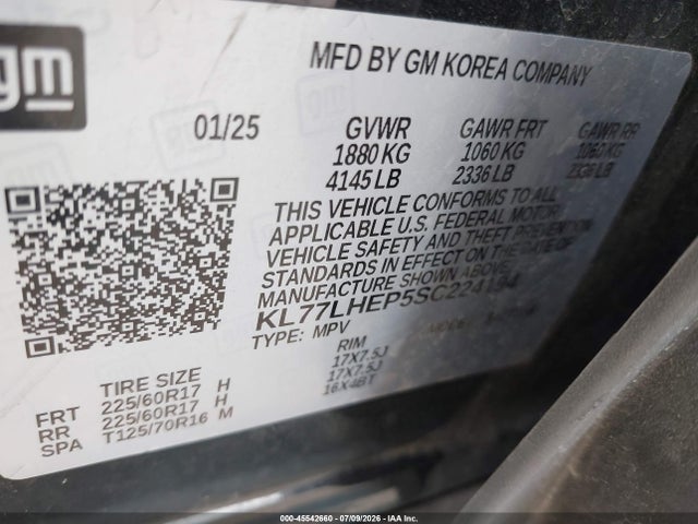KL77LHEP5SC224194 Chevrolet Trax Fwd Lt