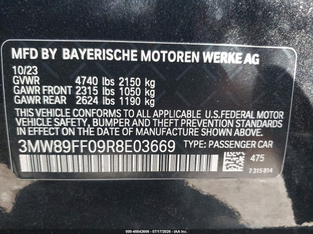 Aukcja sprzedaży 2024 Bmw 330i Xdrive, vin: 3MW89FF09R8E03669, numer aukcji: 45542686