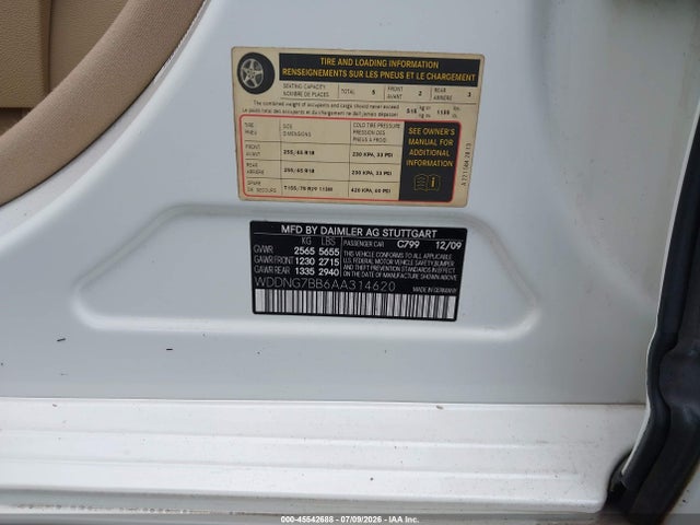 Продаж на аукціоні авто 2010 Mercedes-benz S 550, vin: WDDNG7BB6AA314620, номер лоту: 45542688