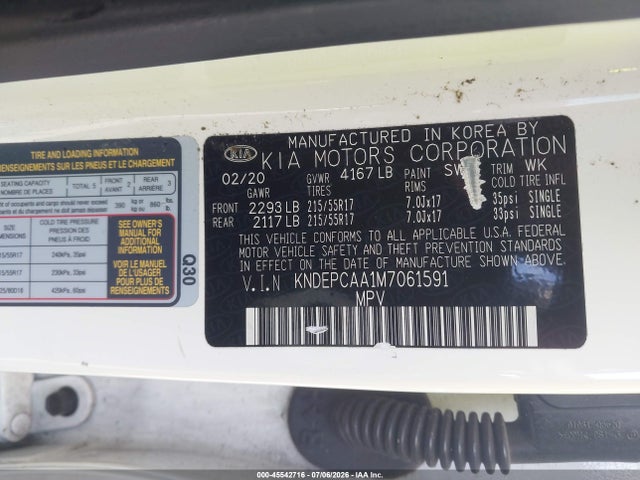 Auction sale of the 2021 Kia Seltos Lx, vin: KNDEPCAA1M7061591, lot number: 45542716