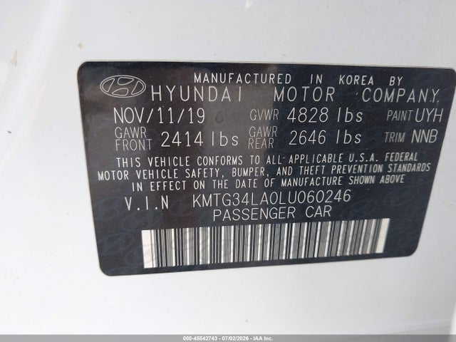 Продаж на аукціоні авто 2020 Genesis G70 2.0t Awd, vin: KMTG34LA0LU060246, номер лоту: 45542743