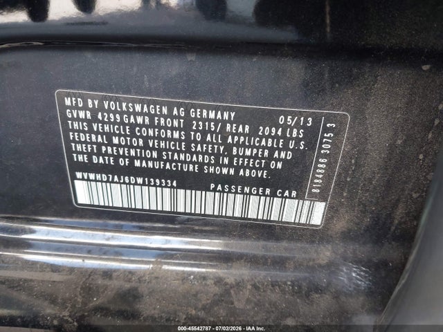Aukcja sprzedaży 2013 Volkswagen Gti Wolfsburg Edition, vin: WVWHD7AJ6DW139334, numer aukcji: 45542787