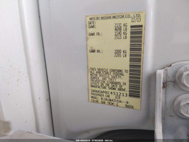 Nissan Maxima 3.5 S 2014 1N4AA5AP4EC451213 Image 9