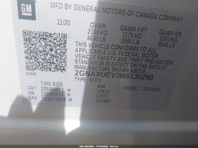 Chevrolet Equinox Awd Lt 2021 2GNAXUEV3M6130290 Image 9