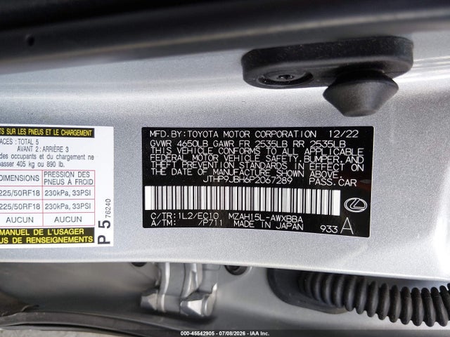Lexus Ux 250h Premium 2023 JTHP9JBH6P2067289 Image 9