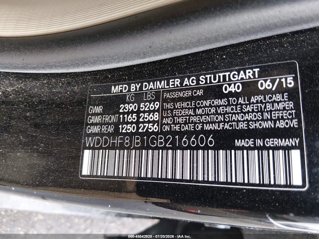 2016 Mercedes-benz E 350 4matic მანქანა იყიდება აუქციონზე, vin: WDDHF8JB1GB216606, აუქციონის ნომერი: 45542920