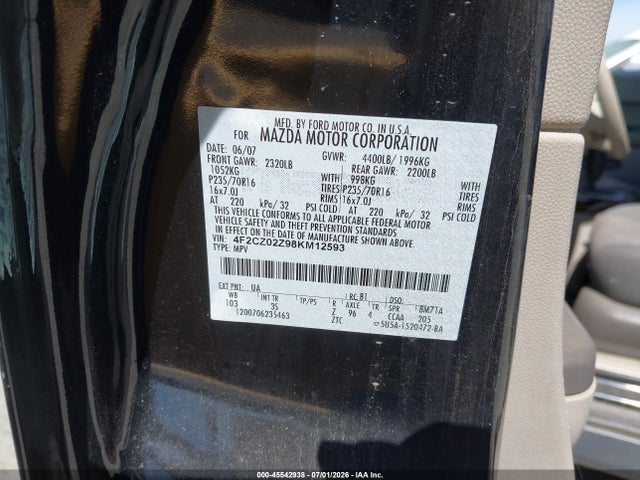 Продаж на аукціоні авто 2008 Mazda Tribute I Touring, vin: 4F2CZ02Z98KM12593, номер лоту: 45542938