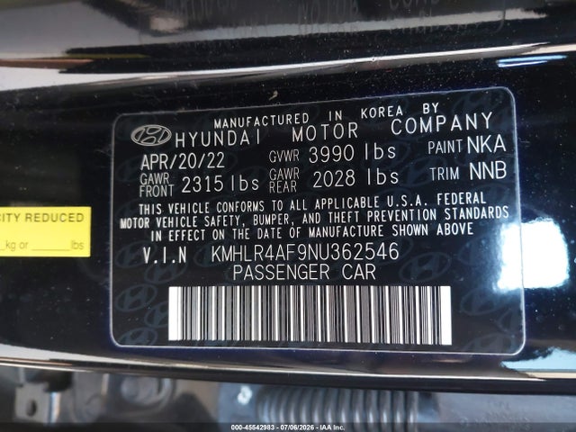 KMHLR4AF9NU362546 Hyundai Elantra N Line