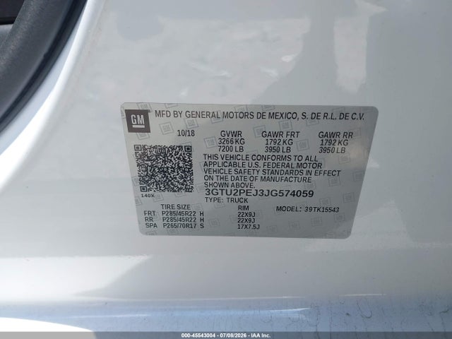 Продажа на аукционе авто 2018 Gmc Sierra 1500 Denali, vin: 3GTU2PEJ3JG574059, номер лота: 45543004