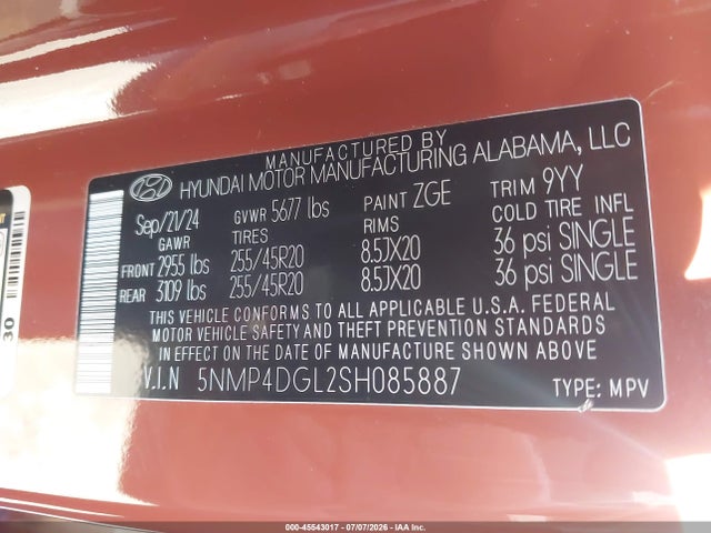 Hyundai Santa Fe Limited 2025 5NMP4DGL2SH085887 Image 9