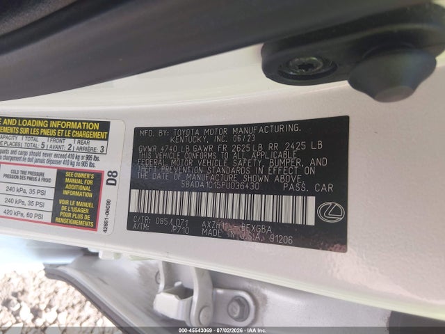 Lexus ES 300H 2023 58ADA1C15PU036430 Image 9