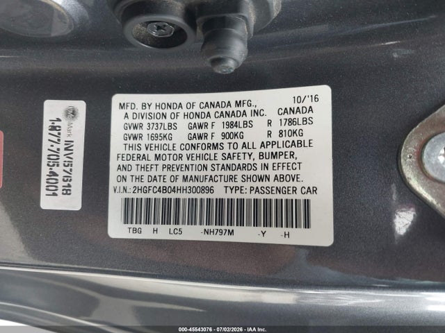 Honda Civic Lx-p 2017 2HGFC4B04HH300896 Image 9