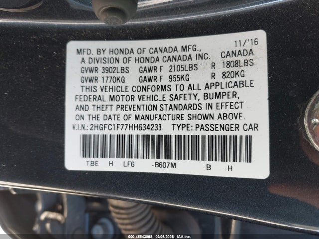 Honda Civic Ex-l 2017 2HGFC1F77HH634233 Image 9