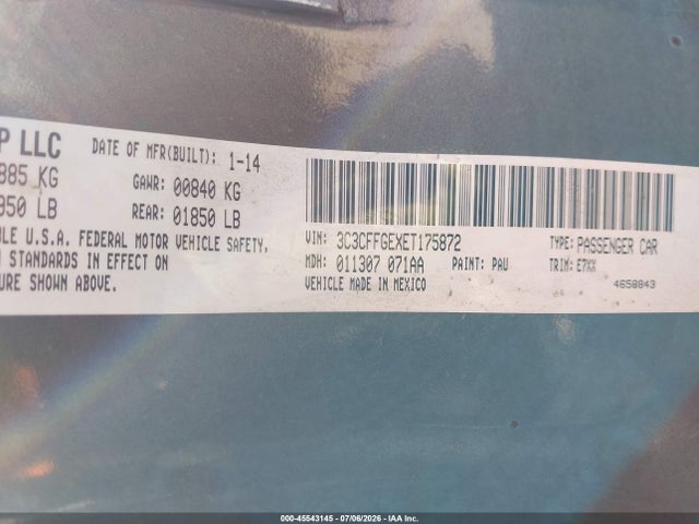 3C3CFFGEXET175872 Fiat 500E BATTERY ELECTRIC