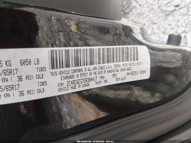 Aukcja sprzedaży 2016 Dodge Grand Caravan R/t, vin: 2C4RDGEG7GR384417, numer aukcji: 45543166