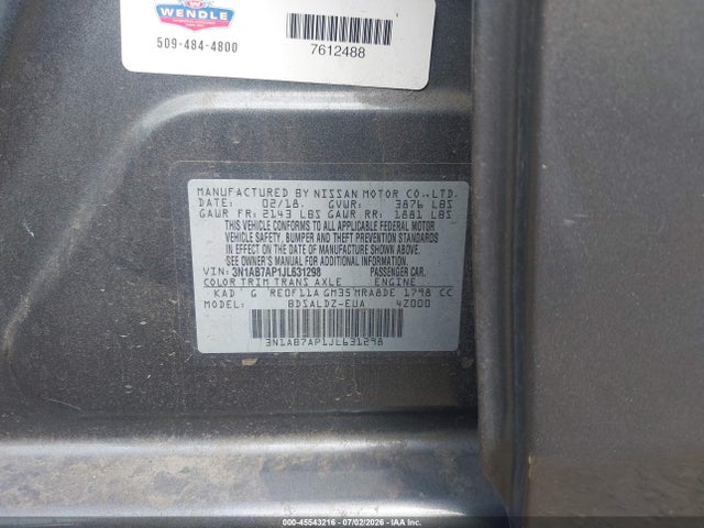 Nissan SENTRA SV 2018 3N1AB7AP1JL631298 Image 9