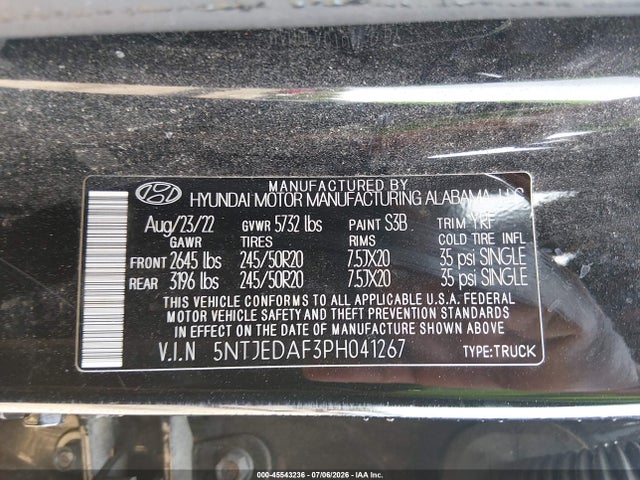 Продажа на аукционе авто 2023 Hyundai Santa Cruz Limited, vin: 5NTJEDAF3PH041267, номер лота: 45543236