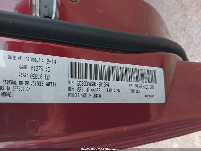 Aukcja sprzedaży 2019 Chrysler 300 Touring, vin: 2C3CCAAG8KH601374, numer aukcji: 45543252