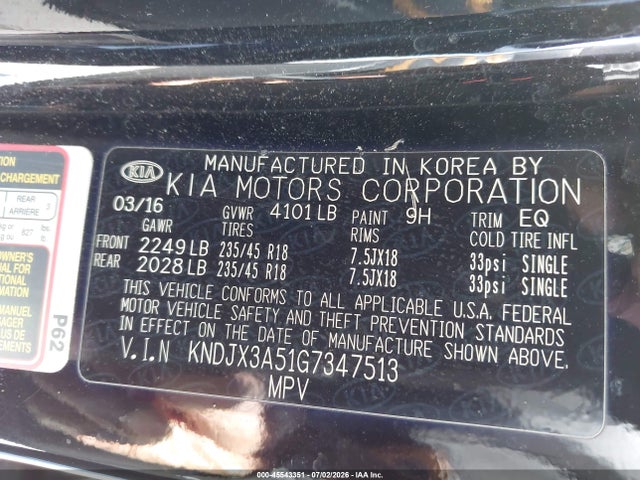 KIA Soul ! 2016 KNDJX3A51G7347513 Image 9