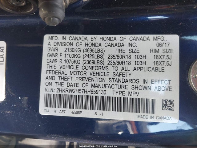 Honda CR-V EX 2017 2HKRW2H57HH659130 Image 9