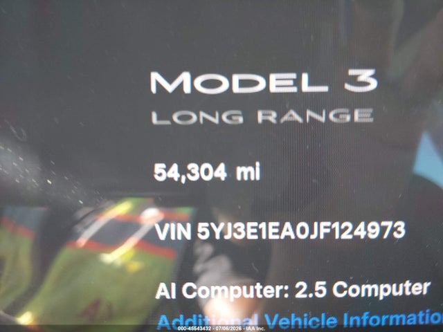 Aukcja sprzedaży 2018 Tesla Model 3 Long Range/mid Range, vin: 5YJ3E1EA0JF124973, numer aukcji: 45543432