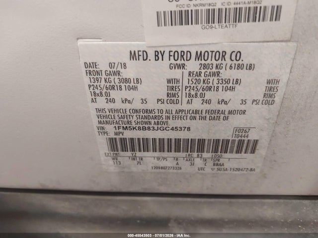 Ford Explorer 2018 1FM5K8B83JGC45378 Image 9