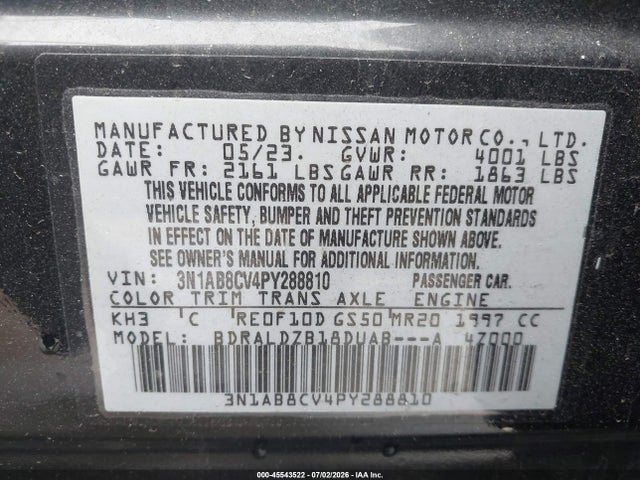 Nissan Sentra Sv Xtronic Cvt 2023 3N1AB8CV4PY288810 Image 9