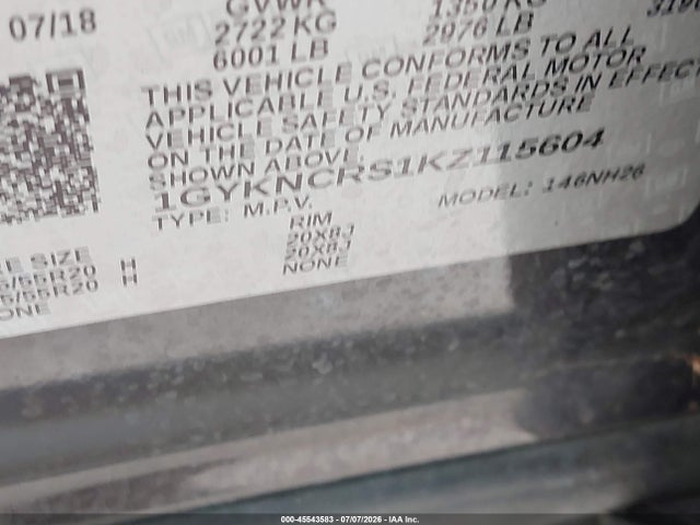 Продажа на аукционе авто 2019 Cadillac Xt5 Luxury, vin: 1GYKNCRS1KZ115604, номер лота: 45543583