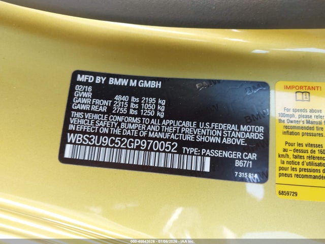 WBS3U9C52GP970052 BMW M4