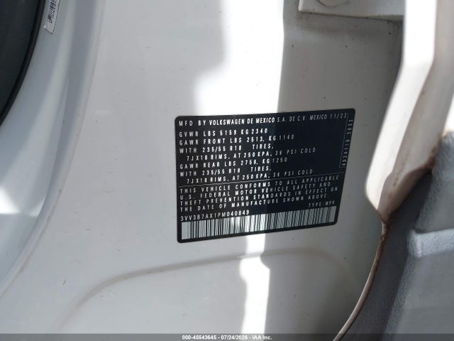45543645 :رقم المزاد ، 3VV3B7AX1PM040849 vin ، 2023 Volkswagen Tiguan 2.0t Se مزاد بيع