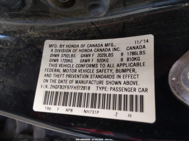 Honda Civic Ex-l 2015 2HGFB2F97FH512818 Image 9