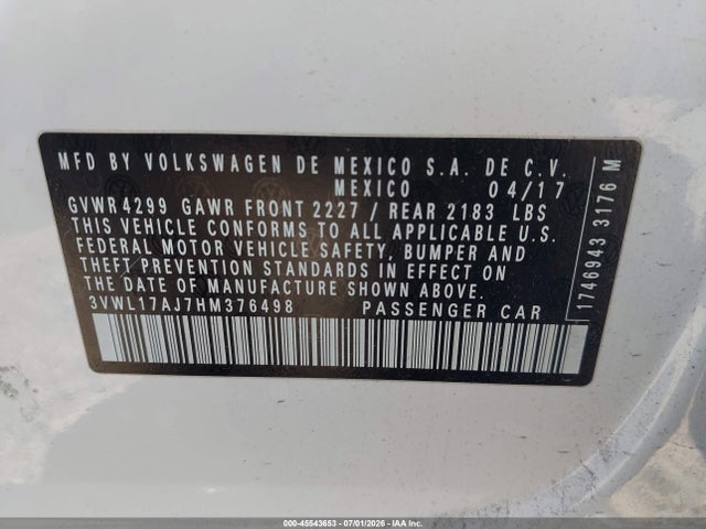 3VWL17AJ7HM376498 Volkswagen Jetta 1.8t Sel/1.8t Sel Premium